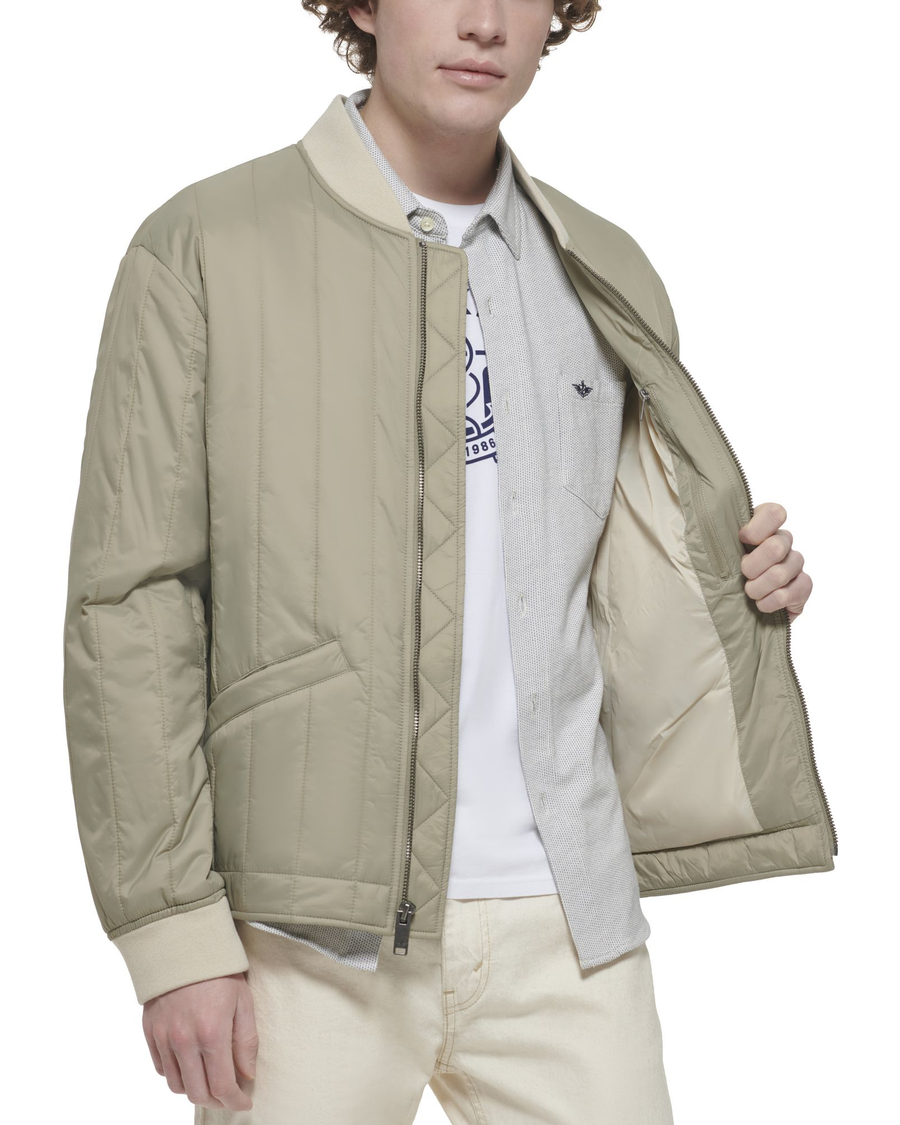 (image for) Distinctive Recycled Nylon Channel Quilted Bomber Jacket